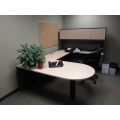 Blonde w Grey C / U Suite Desk w Bullet and Overhead